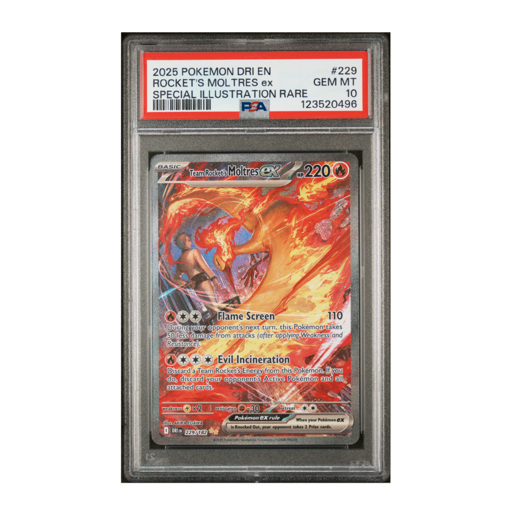 Pokémon Team Rocket's Moltres EX SIR (PSA10) 2025 Destined Rivals EN #229